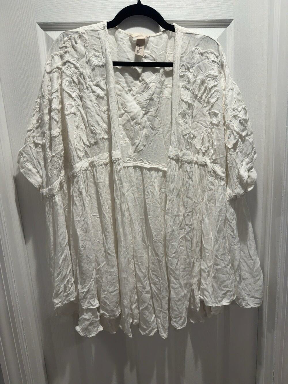 H&M Floral Look Cardigan Womens S Cottage Whimsical Knit White